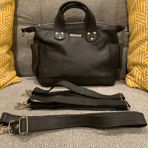 B. Makowsky Black Leather Convertible Backpack Tote main image 7